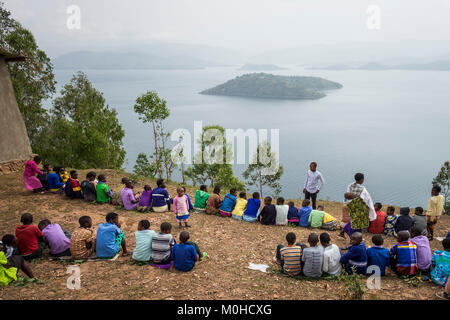 Rwanda, Burera lake, surrounding of Kidaho, Catholic religion ceremony Stock Photo