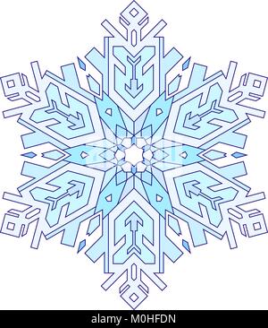 Outlines of snowflake in mono line style. Vector geometric pattern. Stock Vector