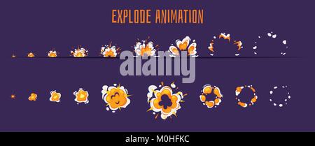 explode effect burst sprites Stock Vector