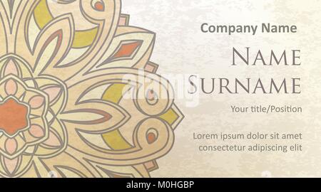 Visit card design on old-style colored background with gentle and pleasant colors. Stock Vector