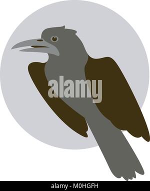 raven  bird vector illustration flat style   profile side Stock Vector
