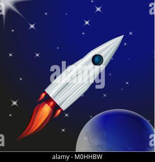 Rocket in interstellar space Stock Vector