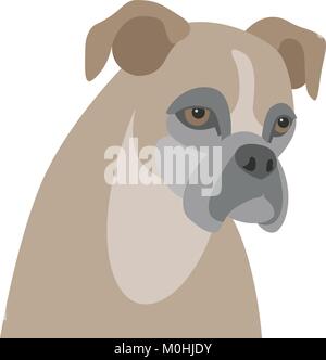 dog boxer head flat style vector illustration front side Stock Vector