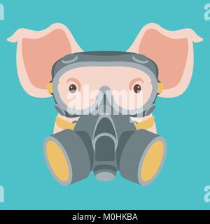 pig face in gas mask vector illustration flat style front view Stock Vector