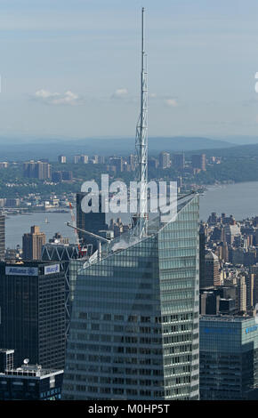 One Briant Park (Bank of America Tower) Spire seen from the Empire State Building, Sixth Avenue, 42nd and 43rd Streets, Midtown Manhattan, New York Ci Stock Photo
