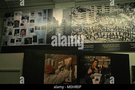 Wall with pictures and details of missing persons from the September 11 2001 attacks, National September 11 Memorial & Museum, July 2012, Lower Manhat Stock Photo