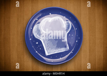 Colorful plate with hand drawn white chef symbol on grungy background Stock Photo