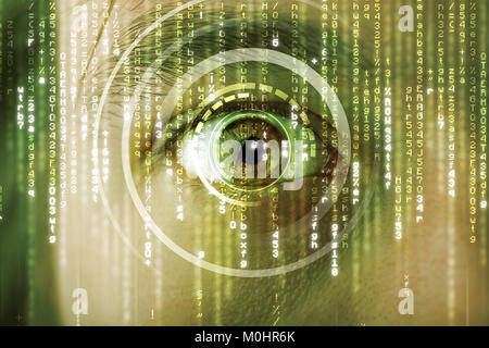 Modern cyber soldier with target matrix eye concept Stock Photo