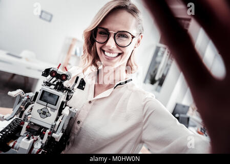 Portrait of happy woman that looking at camera Stock Photo