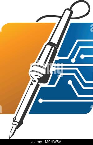 illustrations 3d style  Electric Heater Soldering Welding Iron Tool (Pencil tip type) vector Stock Vector