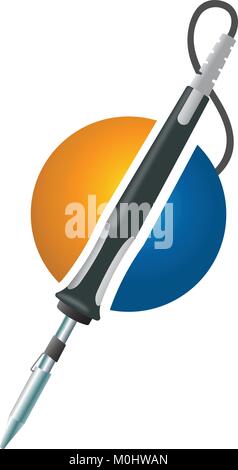 illustrations 3d style  Electric Heater Soldering Welding Iron Tool (Pencil tip type) vector Stock Vector