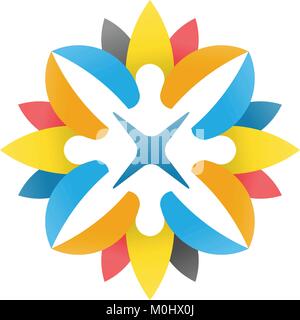 elegant and color full abstract people, happy, flower logo vector Stock Vector
