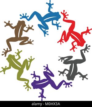 Vector Silhouette color of Frog illustrations Stock Vector