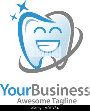 modern and fresh concept of happy dental, smile toot logo Stock Vector