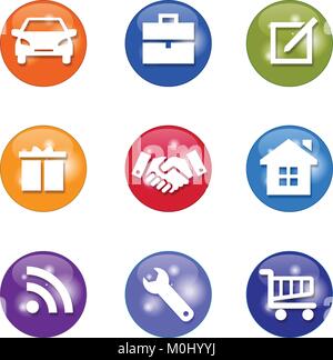 modern circle icon set , web store circle icon logo set, best circle icon logo set Stock Vector