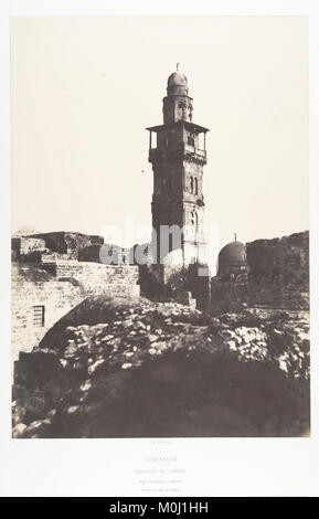 Jérusalem, Enceinte du Temple, Angle Nord-Ouest et minaret élevé en l'an 697 de l'Hégire MET DP131242 Stock Photo