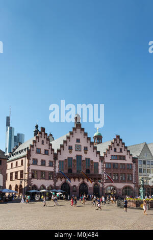 Frankfurter Römer medieval landmark and city hall in the historic old town, Frankfurt, Germany Stock Photo