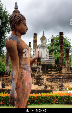 Asia,Thailand,Sukhothai Historical Park,Wat Sa Si temple,buddha statue Stock Photo