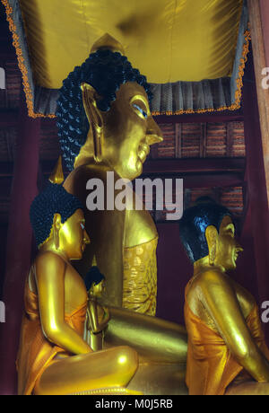 Asia,Thailand,Chang Saen,Sop Ruak,Wat Phra That Pukhao temple,Buddha statue Stock Photo