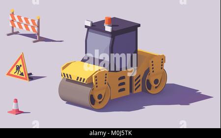 Vector isometric road roller Stock Vector