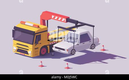 Vector low poly tow truck Stock Vector