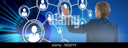 Man touching wall interface Stock Photo