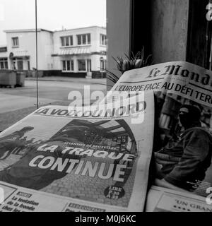 Aftermath of Lille railway station terror attack: Morning newspapers, Dunkirk, France Stock Photo