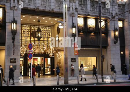 TOKYO, JAPAN - NOVEMBER 30, 2016: Shoppers visit Isetan flagship store in Shinjuku Ward, Tokyo, Japan. Isetan has branches in Japan and South East Asi Stock Photo