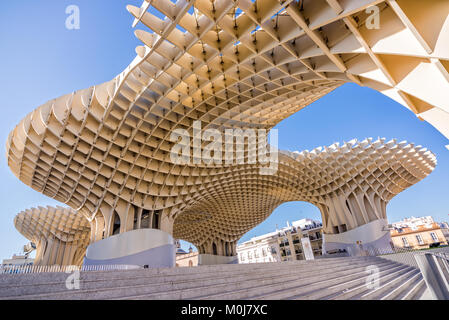 Seville, Spain - 0ctober 30: Metropol Parasol, modern architecture on Plaza de la Encarnacion on October 30, 2015 in Seville