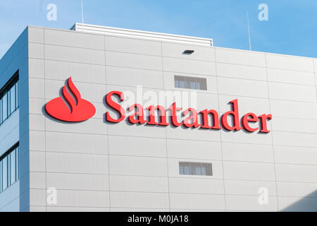 Moenchengladbach,Germany, Oktober 19, 2017: Exterior view of Santander Bank building in Germany, Moenchenglabdach Stock Photo