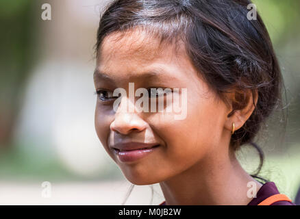 Portrait of a Cambodian girl; Sambor Prei Kuk, Kompong Thom, Cambodia Stock Photo