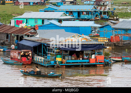 Floating village in the Tonle Sap; Siem Reap, Cambodia Stock Photo