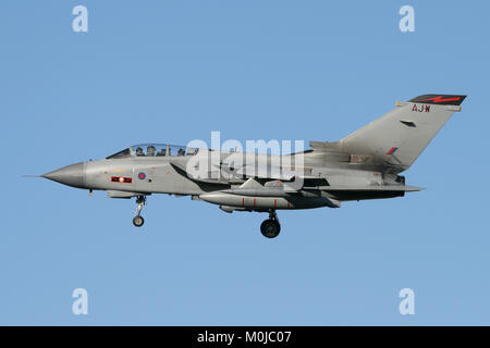 RAF Tornado GR4 carrying the markings of 617 Squadron, the famous Dambusters on the turn into RAF Marham in Norfolk. RAF Tornado GR4 carrying the markings of 617 Squadron, the famous Dambusters on the turn into RAF Marham in Norfolk.
