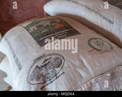 59 Kilo Sacks Of Arabica Sun Dried Premium Guatemalan Coffee Beans Antigua Guatemala Stock Photo