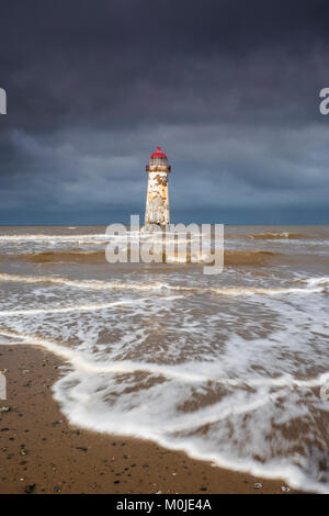 The Point of Ayr Lighthouse, also known as the Talacre Lighthouse, Talacre, Holywell, North Wales Stock Photo