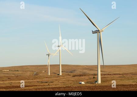 Whitelee wind farm turbines In East Renfrewshire, Scotland, UK. The largest on-shore wind farm in the United Kingdom Stock Photo