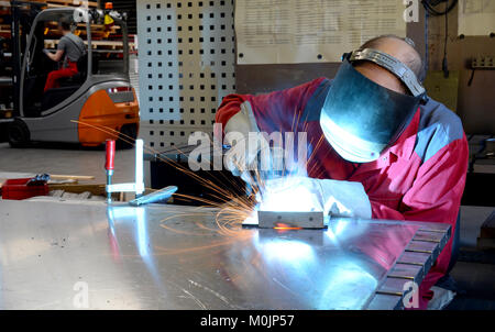 welder works in the metall industry - portrait Stock Photo