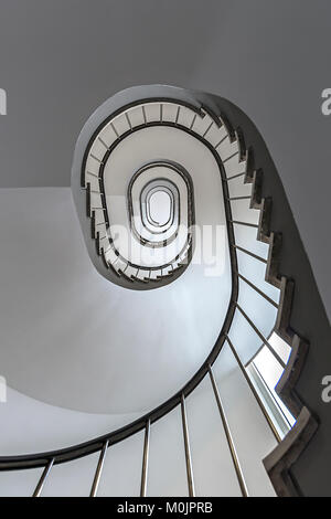 Staircase, architecture of the 1950s, seen from below, Germany Stock Photo