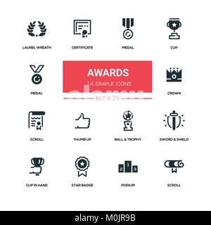Awards - line design silhouette icons set Stock Vector