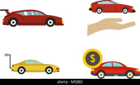 Super car icon set, flat style Stock Vector