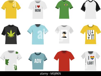 Tshirt icon set, flat style Stock Vector