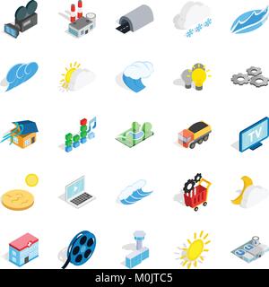 Energy crisis icons set, isometric style Stock Vector