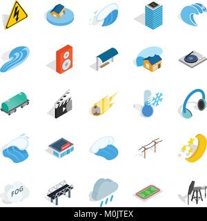 Might icons set, isometric style Stock Vector