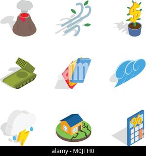 Circumstances icons set, isometric style Stock Vector
