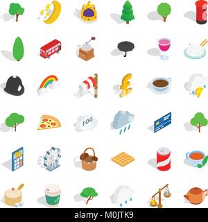 Great britain icons set, isometric style Stock Vector