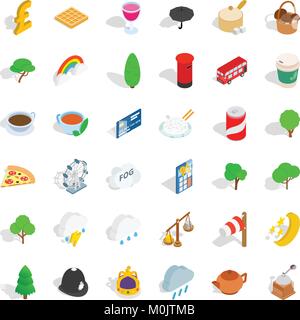 UK icons set, isometric style Stock Vector