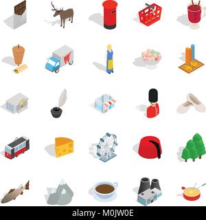 Euro icons set, isometric style Stock Vector