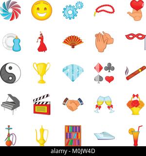 Headship icons set, cartoon style Stock Vector