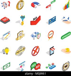 Mastery icons set, isometric style Stock Vector