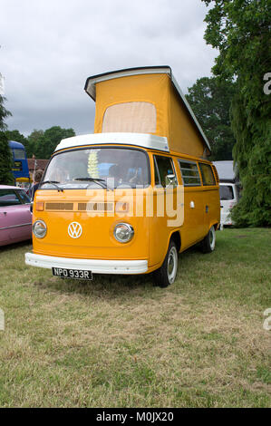 Yellow VW campervan Stock Photo